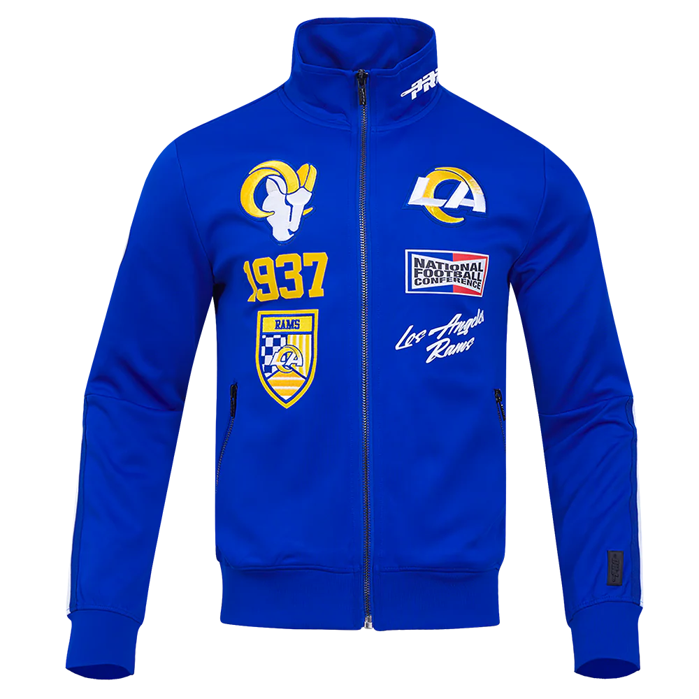 NFL LOS ANGELES RAMS FAST LANE DOUBLE KNIT MEN'S TRACK JACKET (ROYAL BLUE)