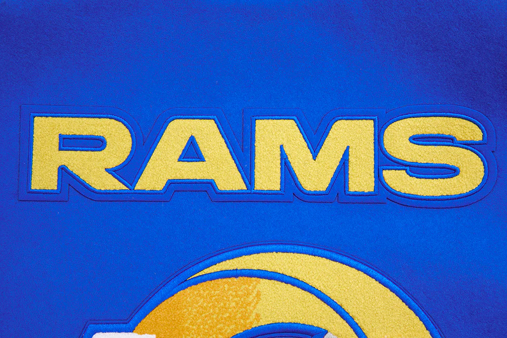 NFL LOS ANGELES RAMS MASHUP MEN'S RIB WOOL VARSITY JACKET (ROYAL BLUE/WHITE) - Image 14