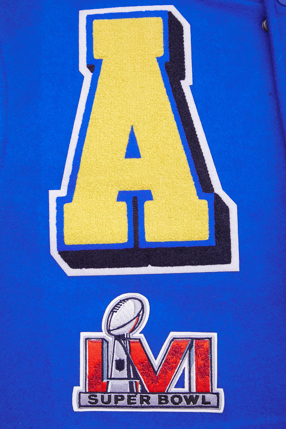 NFL LOS ANGELES RAMS MASHUP MEN'S RIB WOOL VARSITY JACKET (ROYAL BLUE/WHITE) - Image 16