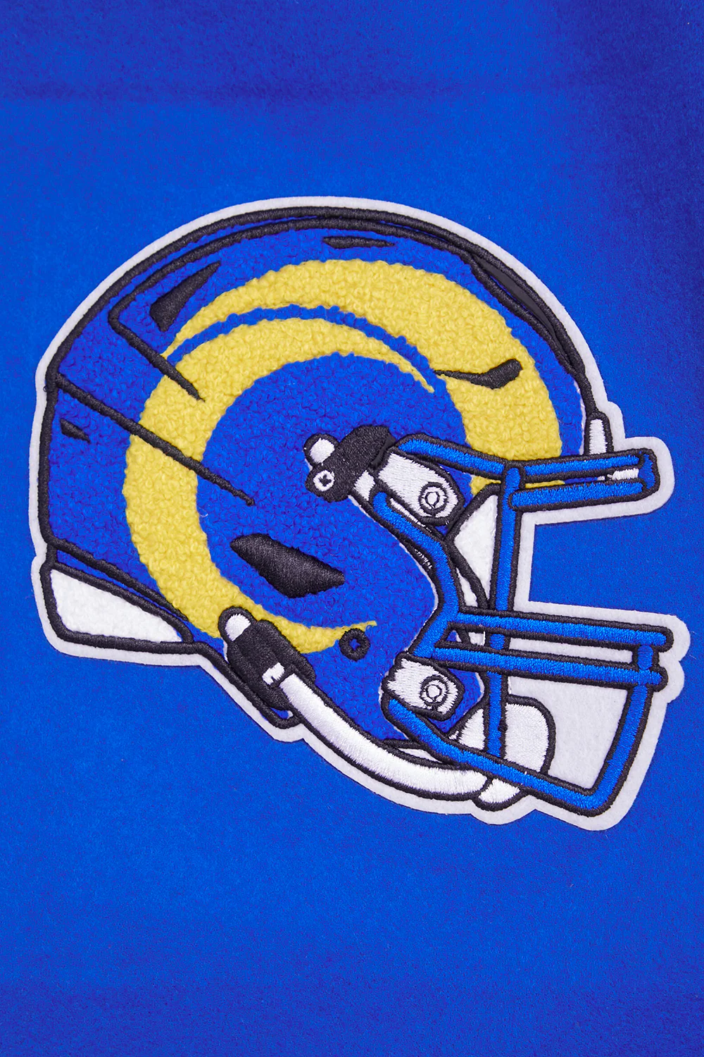 NFL LOS ANGELES RAMS MASHUP MEN'S RIB WOOL VARSITY JACKET (ROYAL BLUE/WHITE) - Image 9