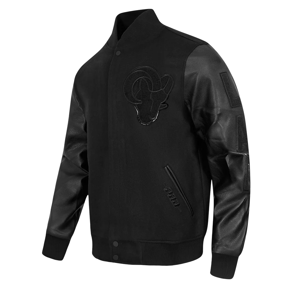 NFL LOS ANGELES RAMS TRIPLE BLACK MEN'S WOOL VARSITY JACKET (TRIPLE BLACK MEN'S) - Image 2