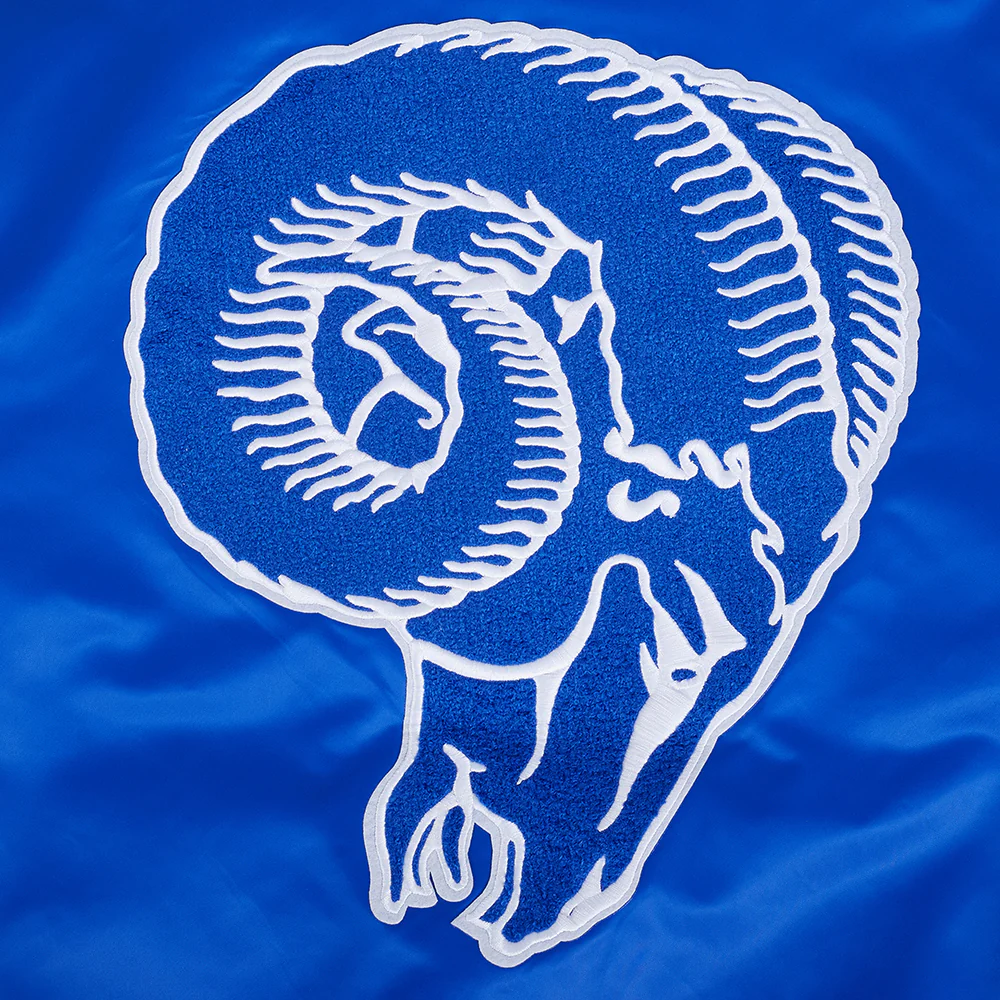 NFL LOS ANGELES RAMS RETRO CLASSIC MEN'S RIB SATIN JACKET (ROYAL BLUE) - Image 10