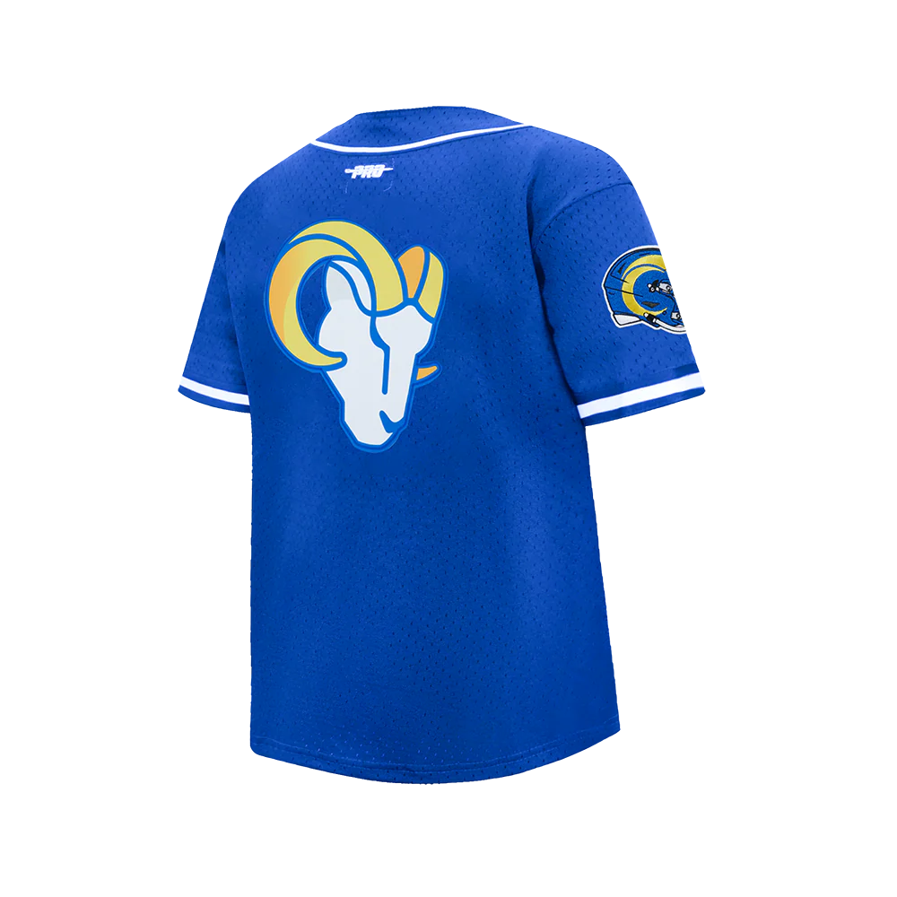 NFL LOS ANGELES RAMS CLASSIC BIG BOY'S MESH BUTTON DOWN SHIRT (ROYAL BLUE) - Image 4