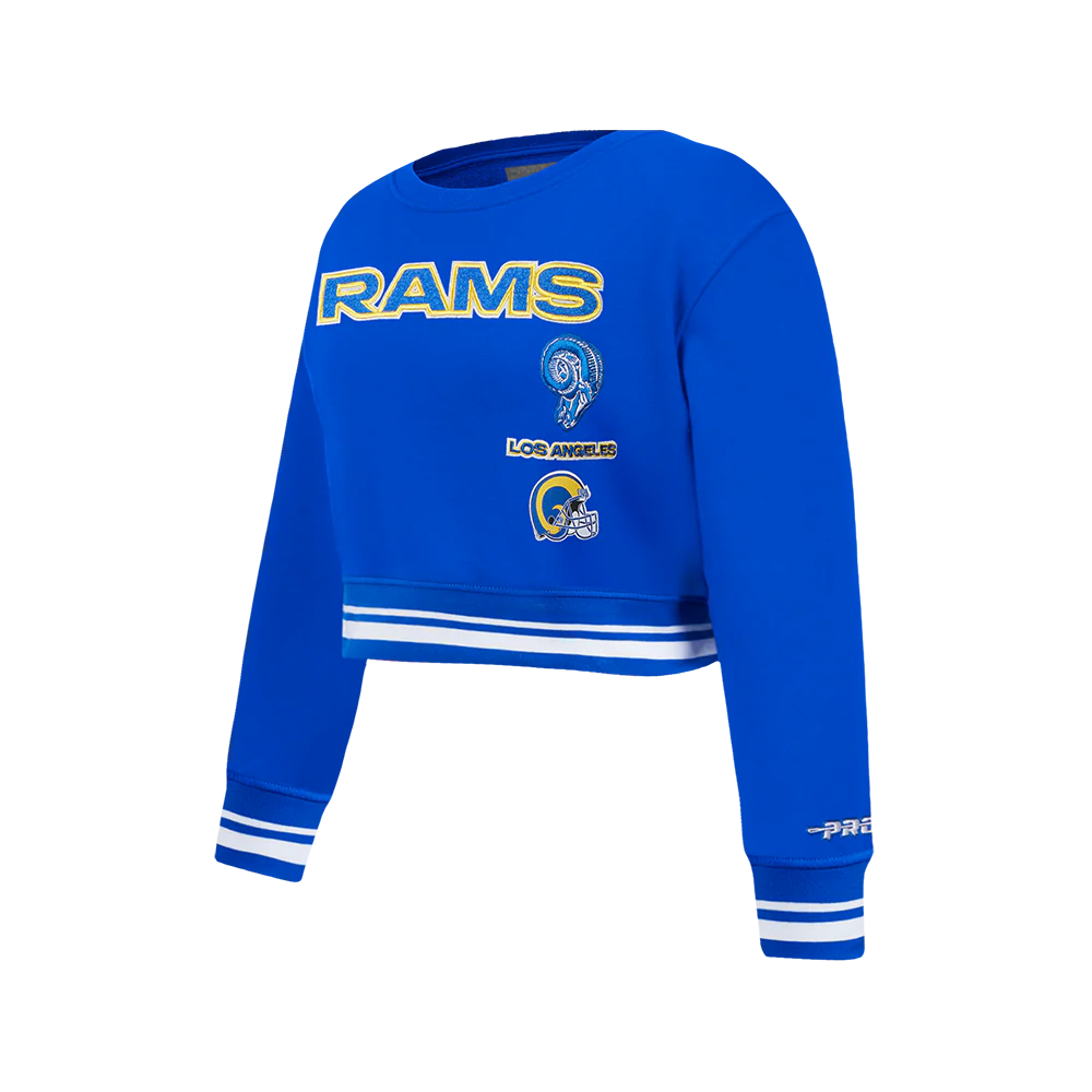 NFL LOS ANGELES RAMS RETRO CLASSIC BIG GIRLS  RIB FLEECE CREWNECK (ROYAL BLUE) - Image 2