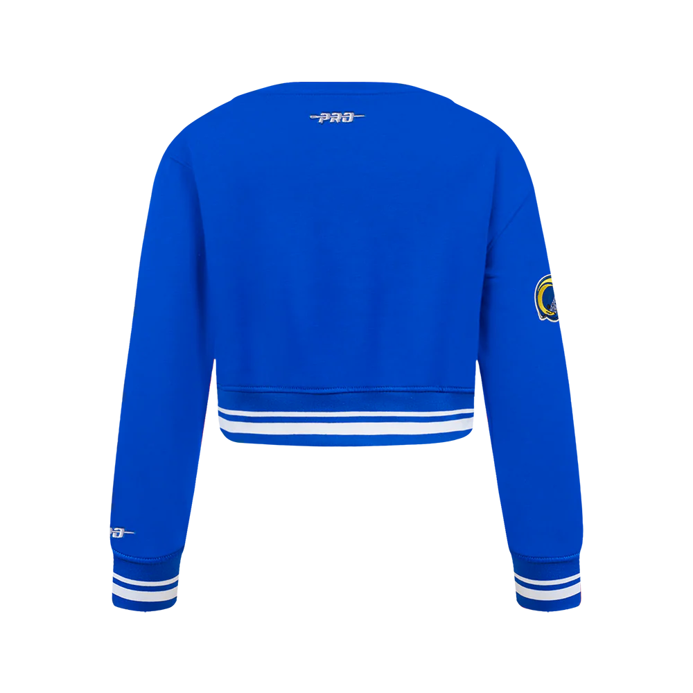 NFL LOS ANGELES RAMS RETRO CLASSIC BIG GIRLS  RIB FLEECE CREWNECK (ROYAL BLUE) - Image 3
