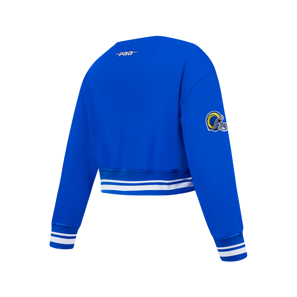 NFL LOS ANGELES RAMS RETRO CLASSIC BIG GIRLS  RIB FLEECE CREWNECK (ROYAL BLUE) - Image 4