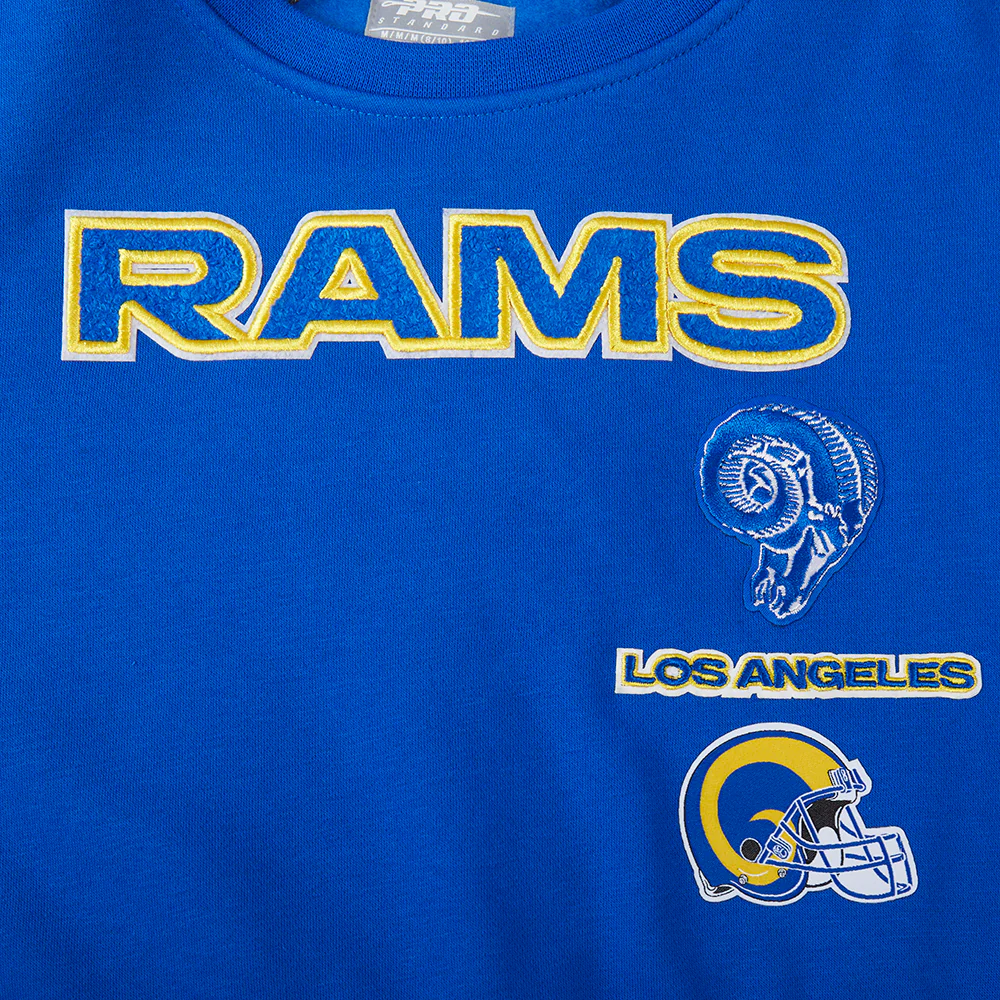 NFL LOS ANGELES RAMS RETRO CLASSIC BIG GIRLS  RIB FLEECE CREWNECK (ROYAL BLUE) - Image 5