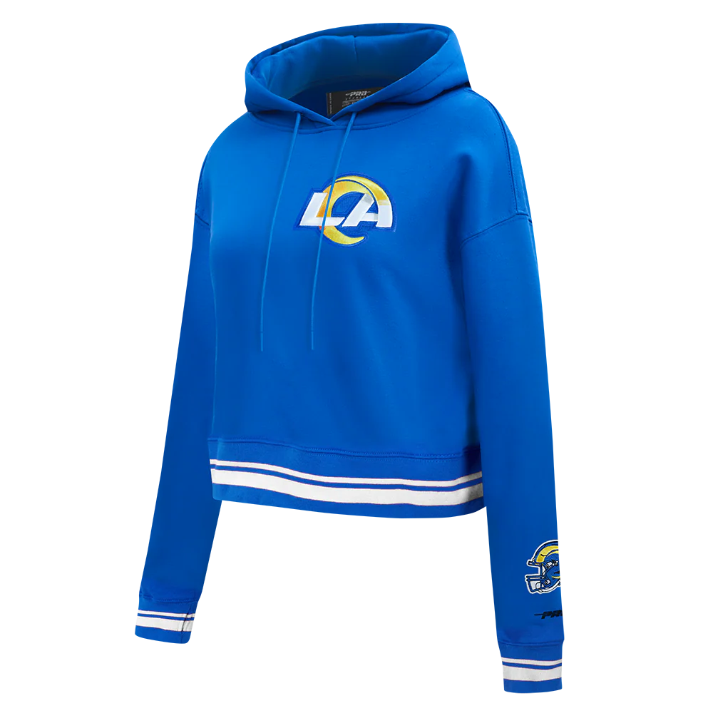 NFL LOS ANGELES RAMS MASHUP WOMEN'S RIB CROPPED PO HOODIE (ROYAL BLUE) - Image 10