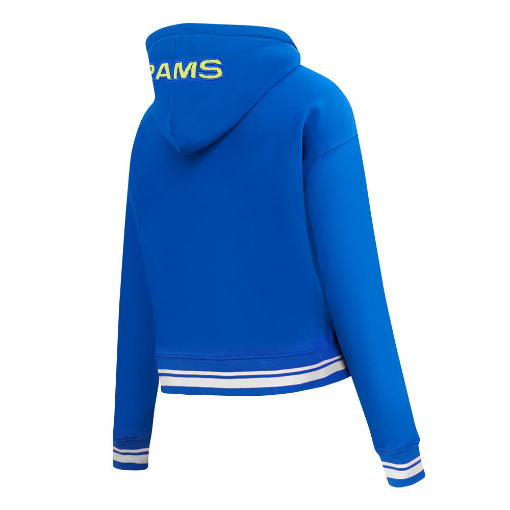 NFL LOS ANGELES RAMS MASHUP WOMEN'S RIB CROPPED PO HOODIE (ROYAL BLUE) - Image 4