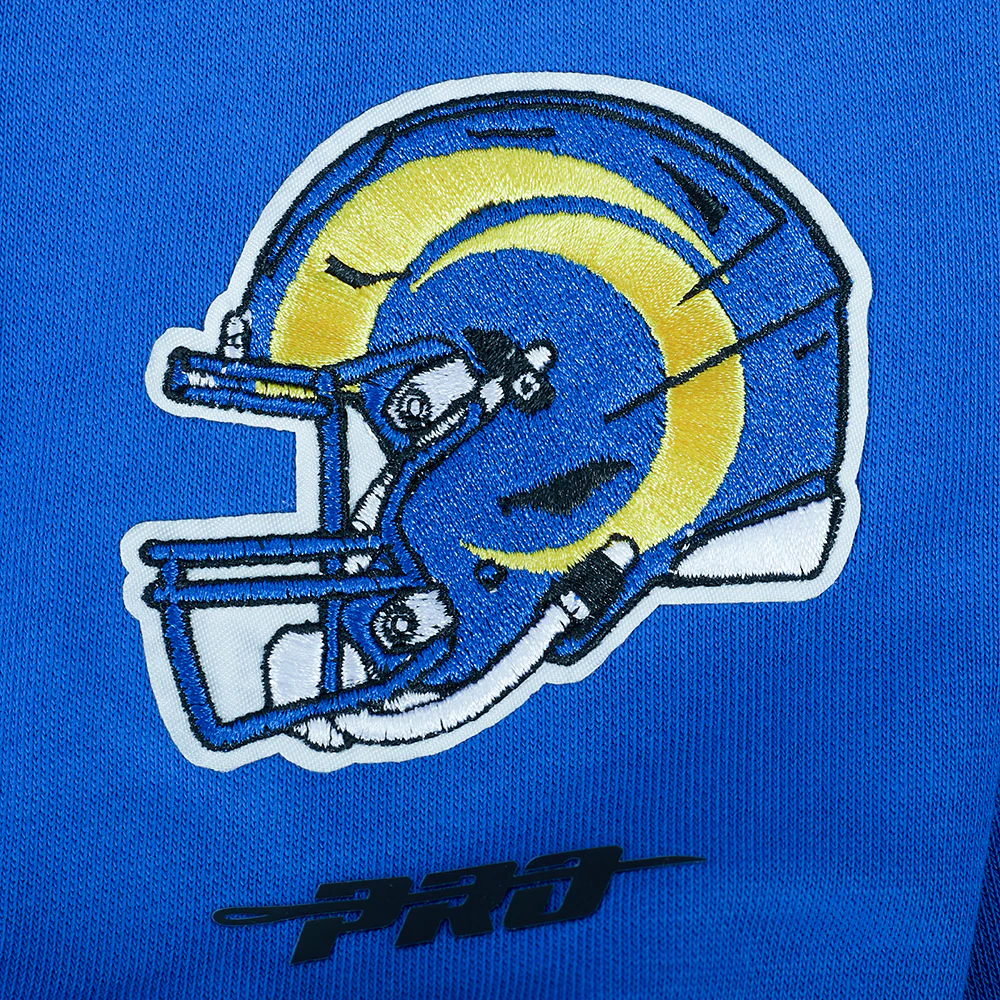 NFL LOS ANGELES RAMS MASHUP WOMEN'S RIB CROPPED PO HOODIE (ROYAL BLUE) - Image 7