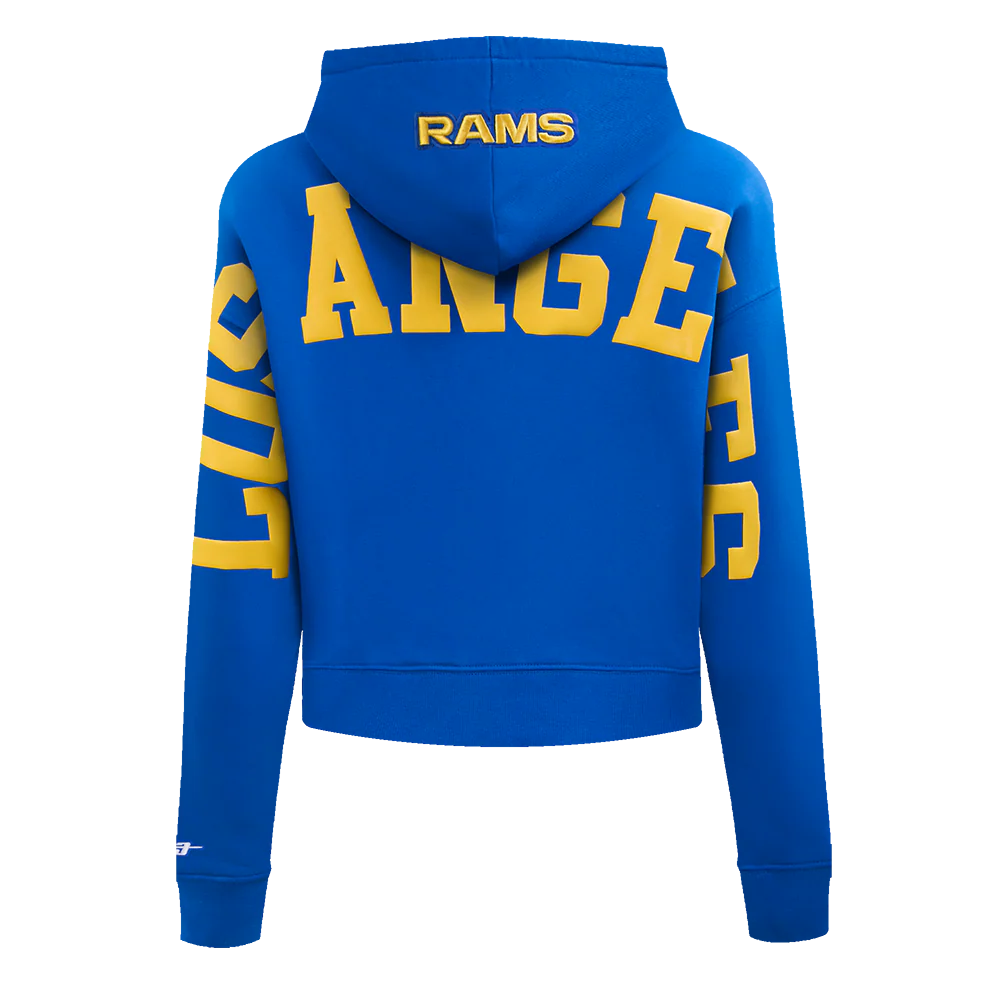 NFL LOS ANGELES RAMS WINGSPAN WOMEN'S FLC CROPPED PO HOODIE (ROYAL BLUE) - Image 5