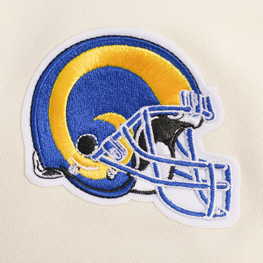 NFL LOS ANGELES RAMS RETRO CLASSIC WOMEN'S CROPPED PO HOODIE (EGGSHELL/ROYAL BLUE) - Image 6