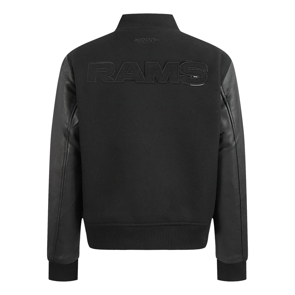 NFL LOS ANGELES RAMS TRIPLE BLACK WOMEN'S WOOL VARSITY JACKET (TRIPLE BLACK) - Image 3