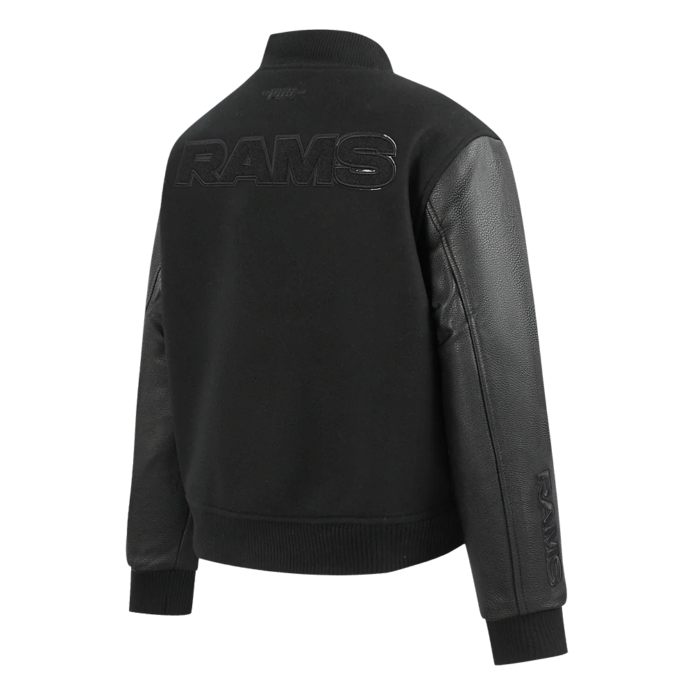 NFL LOS ANGELES RAMS TRIPLE BLACK WOMEN'S WOOL VARSITY JACKET (TRIPLE BLACK) - Image 4