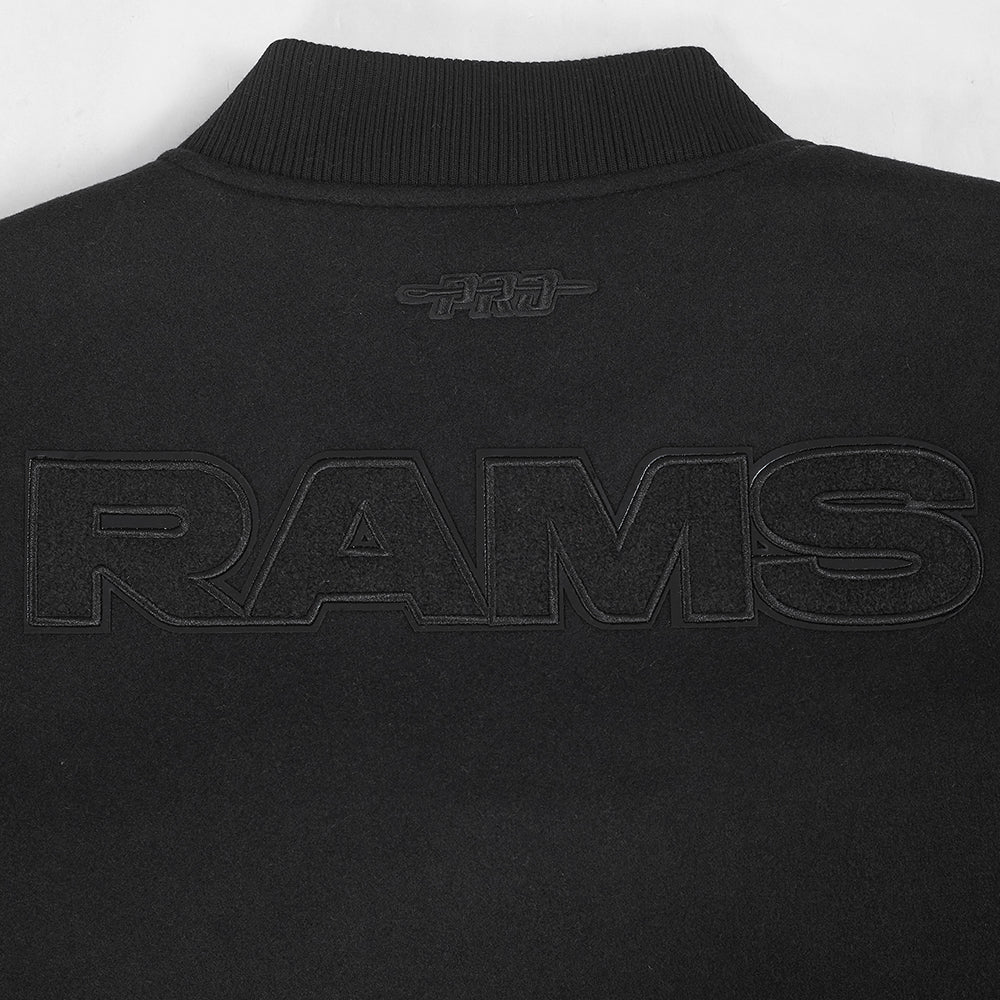 NFL LOS ANGELES RAMS TRIPLE BLACK WOMEN'S WOOL VARSITY JACKET (TRIPLE BLACK) - Image 5