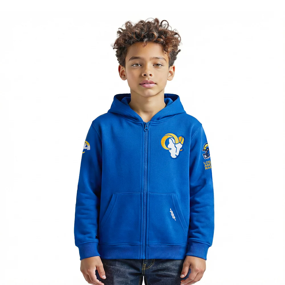 NFL LOS ANGELES RAMS CLASSIC LITTLE BOY'S FLC FZ HOODIE (ROYAL BLUE)