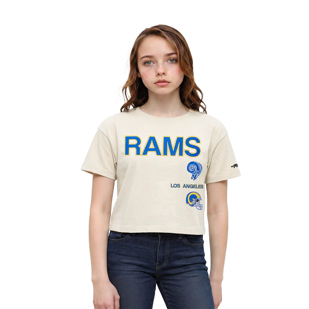 NFL LOS ANGELES RAMS RETRO CLASSICS LITTLE GIRL'S SS BOXY TEE (EGGSHELL)