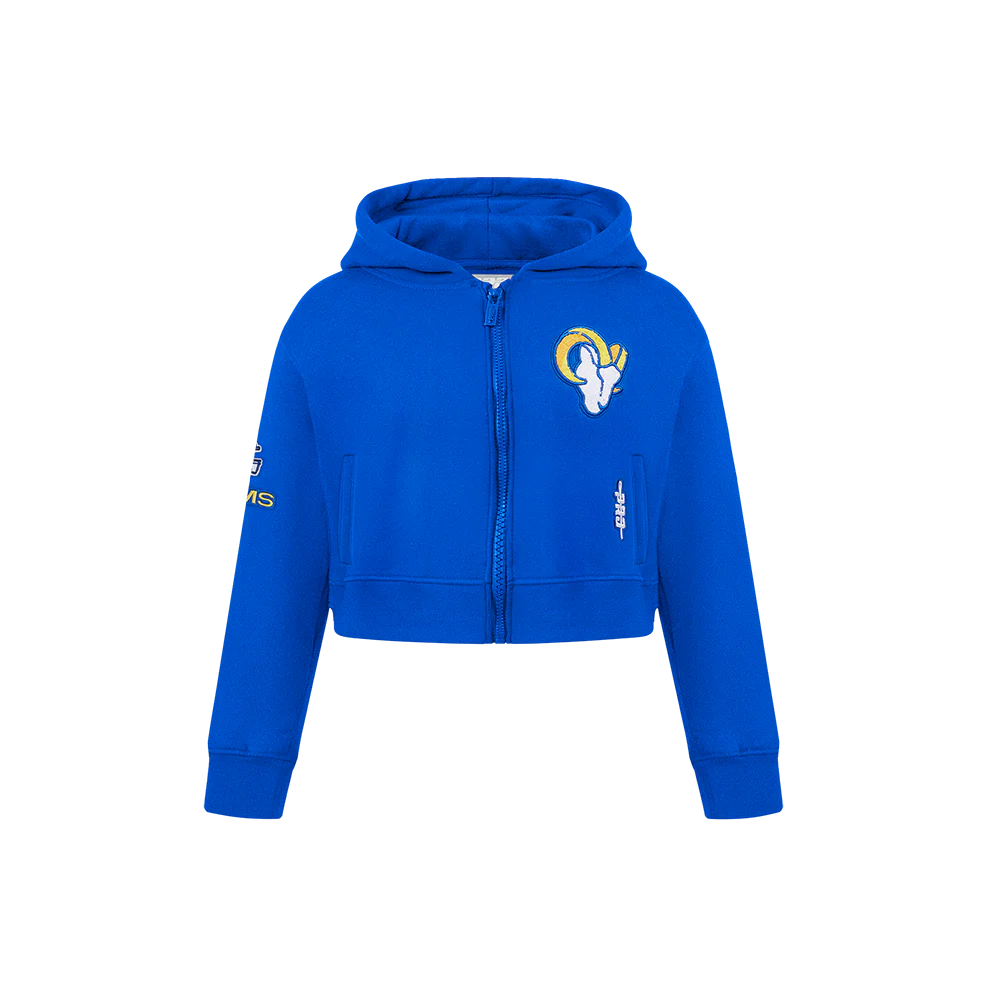 NFL LOS ANGELES RAMS CLASSIC LITTLE GIRLS  FLEECE FULL ZIP HOODIE (ROYAL BLUE)