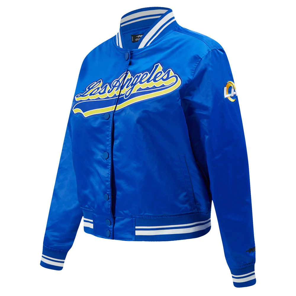 NFL LOS ANGELES RAMS SCRIPT TAIL WOMEN'S SATIN JACKET (ROYAL BLUE) - Image 5