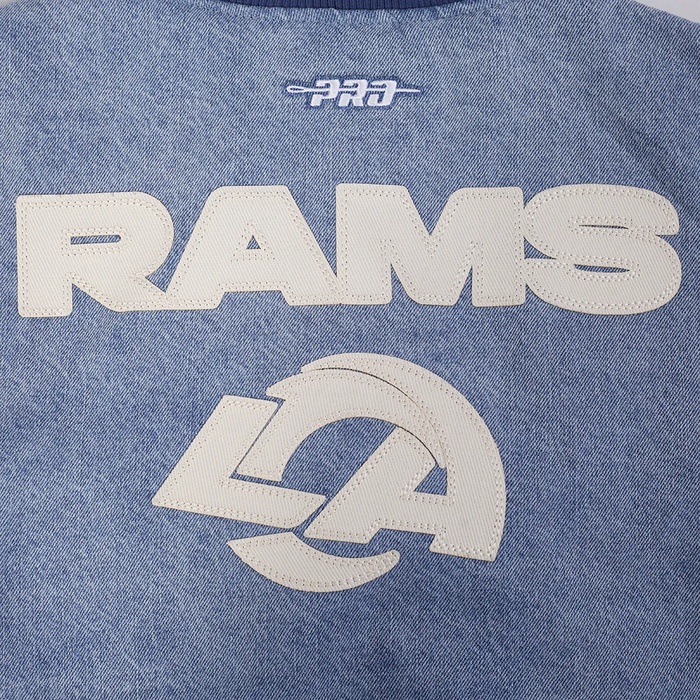 NFL LOS ANGELES RAMS VARSITY BLUES WOMEN'S  DENIM VARSITY JACKET (DENIM/LINEN) - Image 6