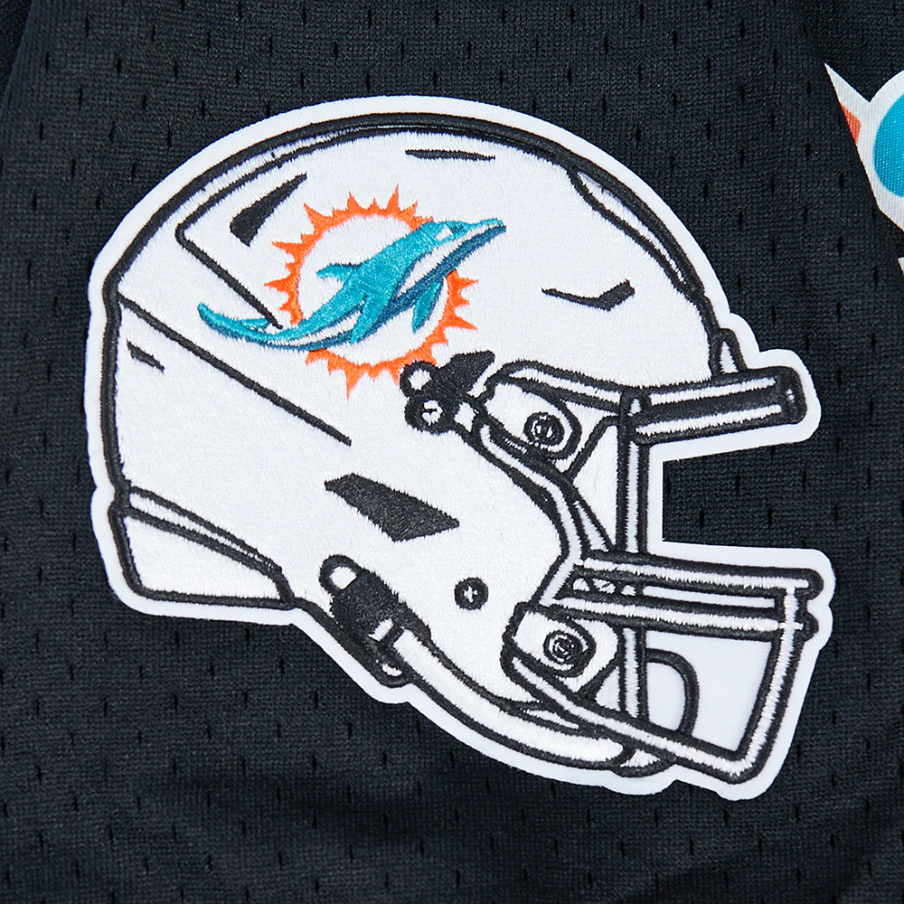 NFL MIAMI DOLPHINS SCRIPT TAIL MEN'S MESH BUTTON DOWN SHIRT (BLACK) - Image 5