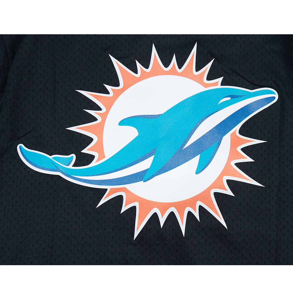 NFL MIAMI DOLPHINS SCRIPT TAIL MEN'S MESH BUTTON DOWN SHIRT (BLACK) - Image 8