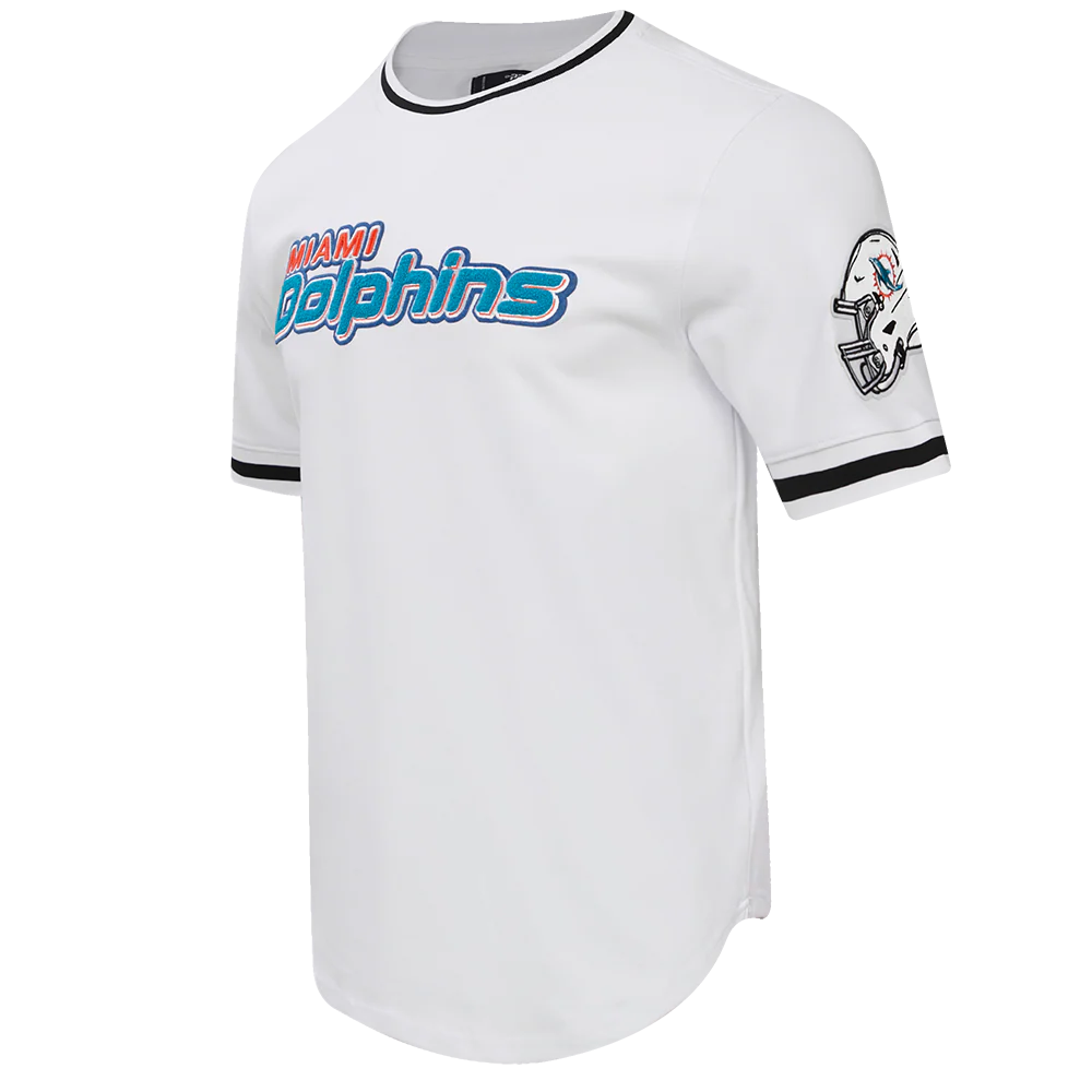 NFL MIAMI DOLPHINS CLASSIC CHENILLE MEN'S DOUBLE KNIT TEE (WHITE) - Image 2