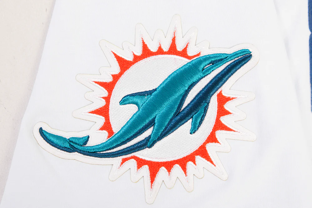 NFL MIAMI DOLPHINS CLASSIC CHENILLE MEN'S DOUBLE KNIT TEE (WHITE) - Image 7