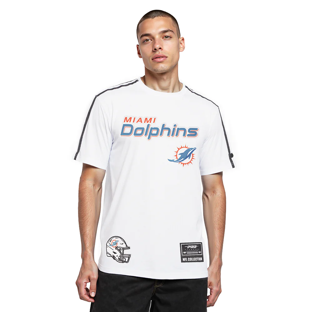 NFL MIAMI DOLPHINS LOGO CLASSIC MESH MEN'S PRO TEAM TAPING SHIRT (WHITE/BLACK)