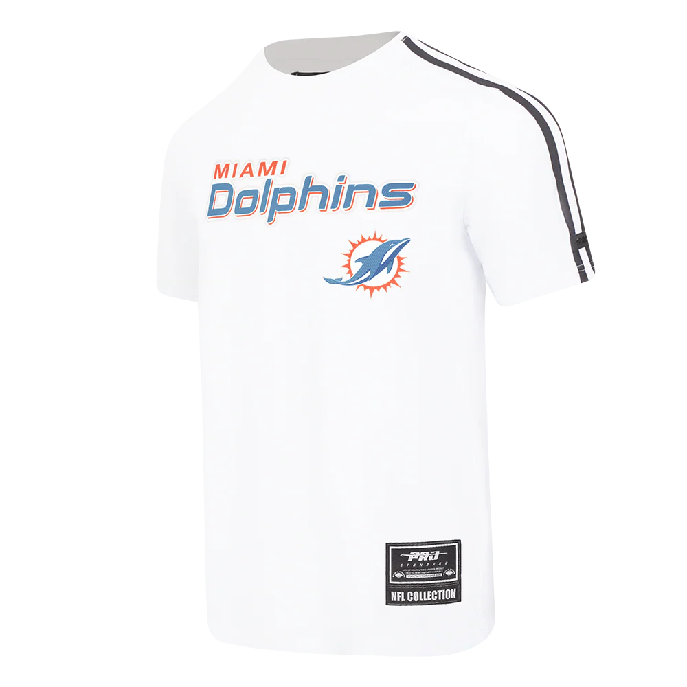 NFL MIAMI DOLPHINS LOGO CLASSIC MESH MEN'S PRO TEAM TAPING SHIRT (WHITE/BLACK) - Image 3