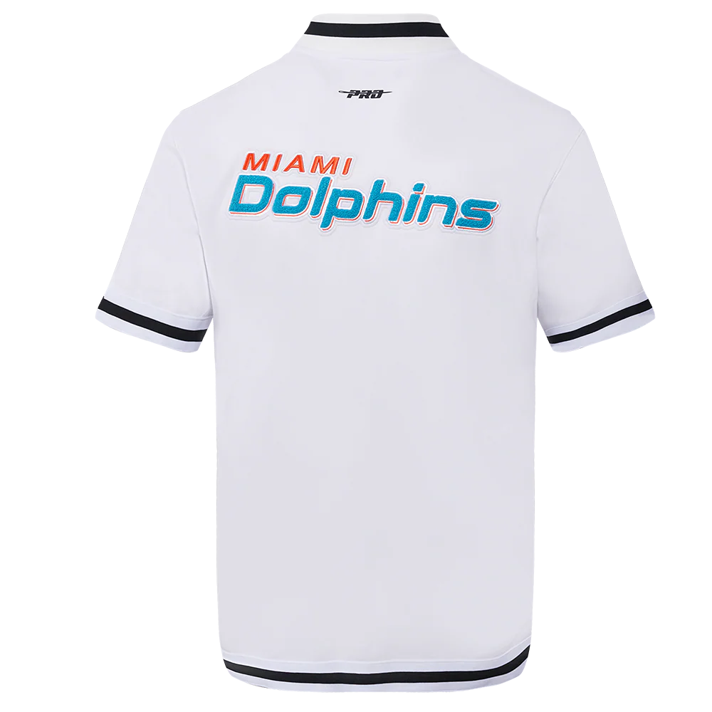 NFL MIAMI DOLPHINS CLASSIC MEN'S WARM UP JACKET (WHITE/BLACK) - Image 3