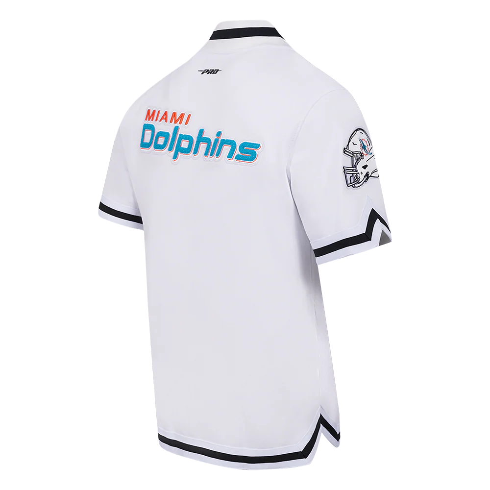 NFL MIAMI DOLPHINS CLASSIC MEN'S WARM UP JACKET (WHITE/BLACK) - Image 4