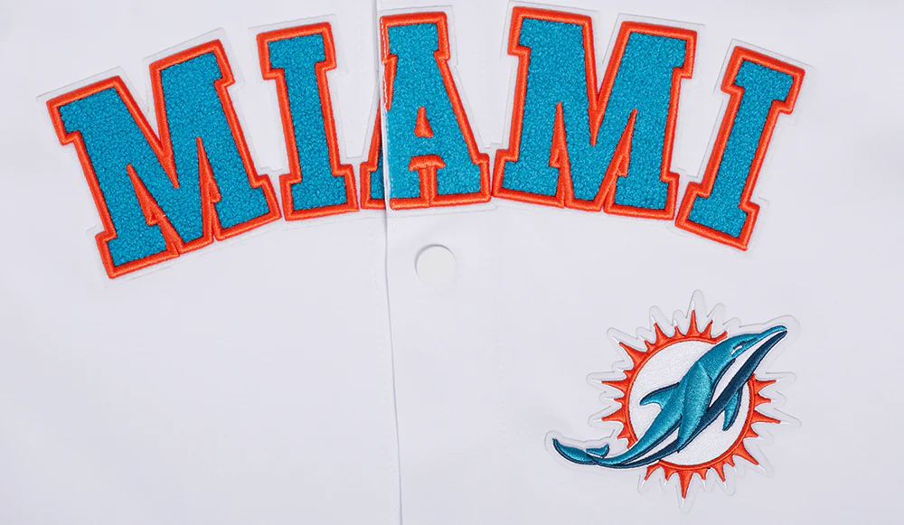 NFL MIAMI DOLPHINS CLASSIC MEN'S WARM UP JACKET (WHITE/BLACK) - Image 5