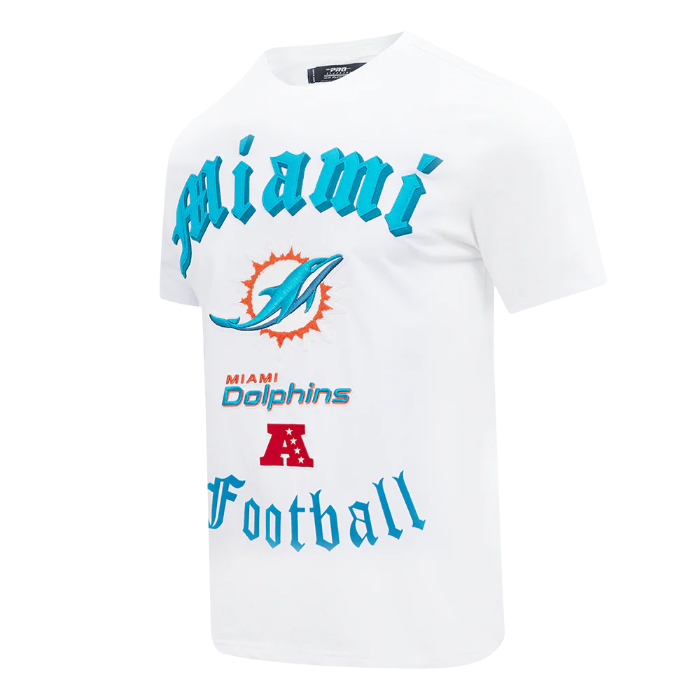 NFL MIAMI DOLPHINS OLD ENGLISH MEN'S TEE (WHITE)