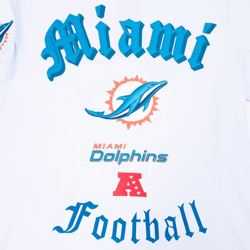 NFL MIAMI DOLPHINS OLD ENGLISH MEN'S TEE (WHITE) - Image 4