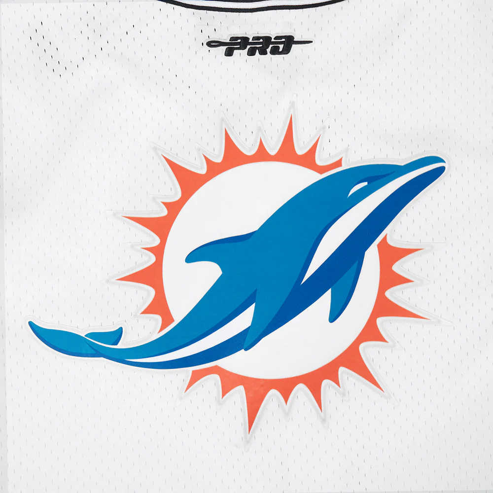 NFL MIAMI DOLPHINS TUA TAGOVAILOA #1 CLASSIC MESH PNN MEN'S MESH BUTTON DOWN SHIRT (WHITE/BLACK/WHITE) - Image 5