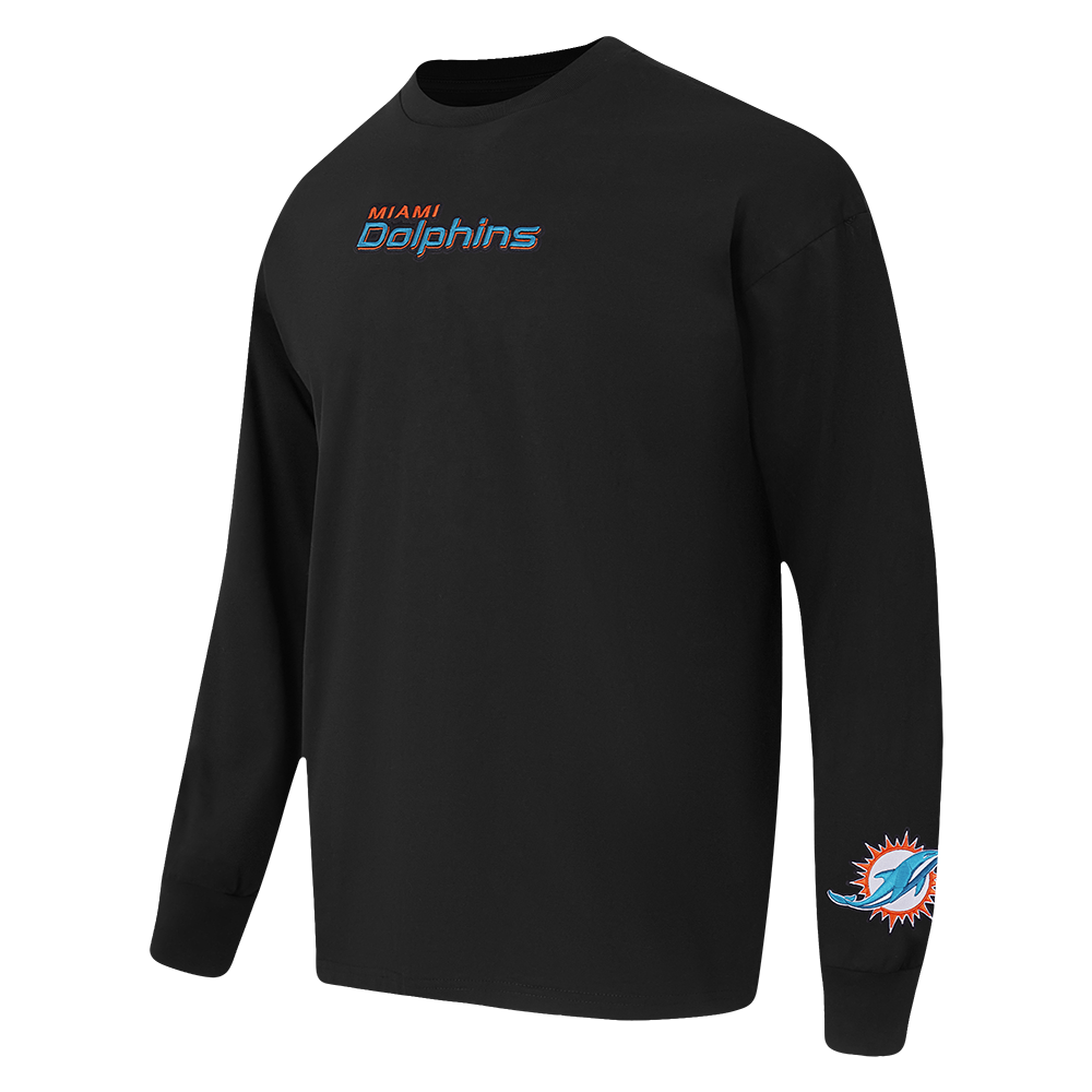 NFL MIAMI DOLPHINS WINGSPAN MEN'S DROP SHOULDER LS TEE (BLACK) - Image 4