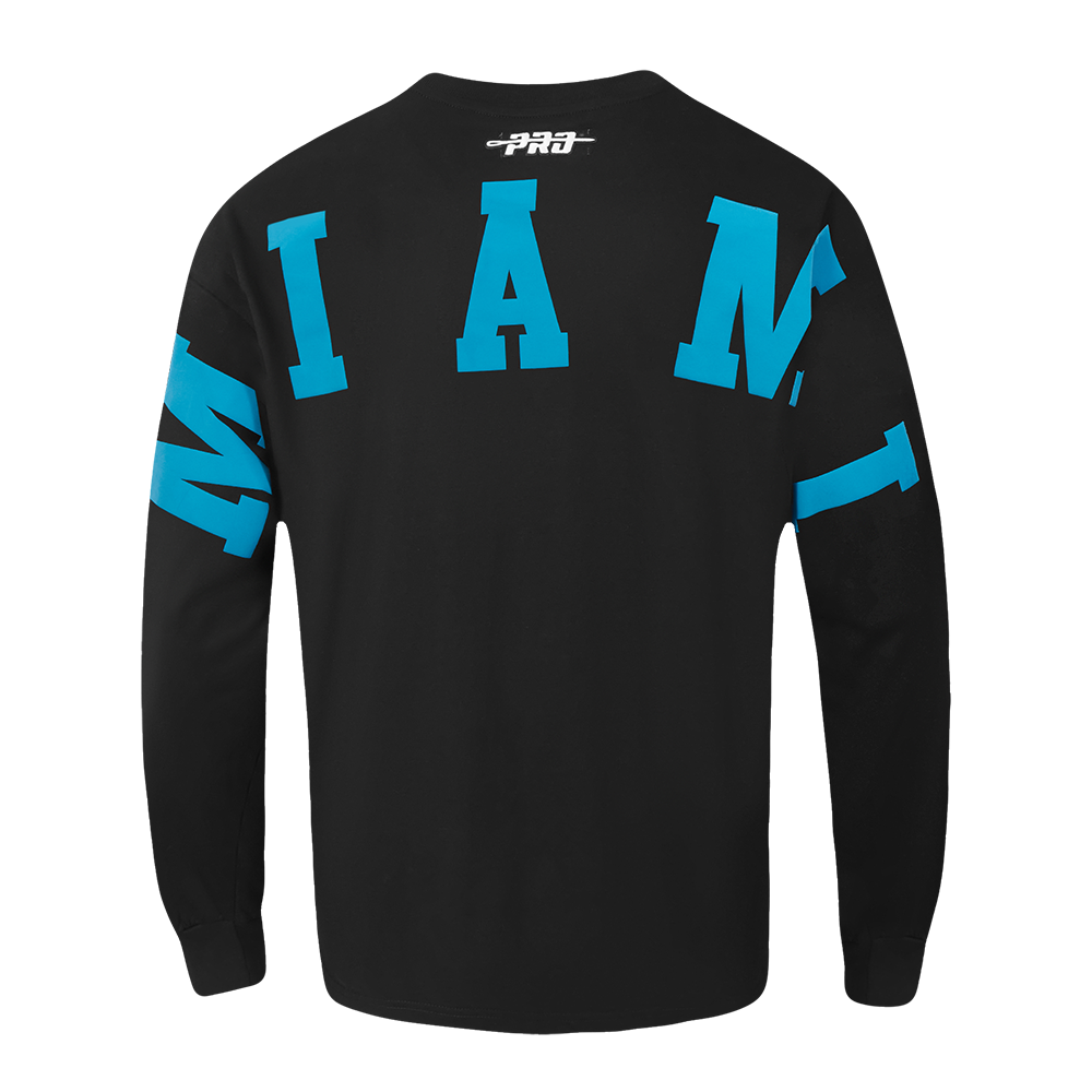 NFL MIAMI DOLPHINS WINGSPAN MEN'S DROP SHOULDER LS TEE (BLACK) - Image 5
