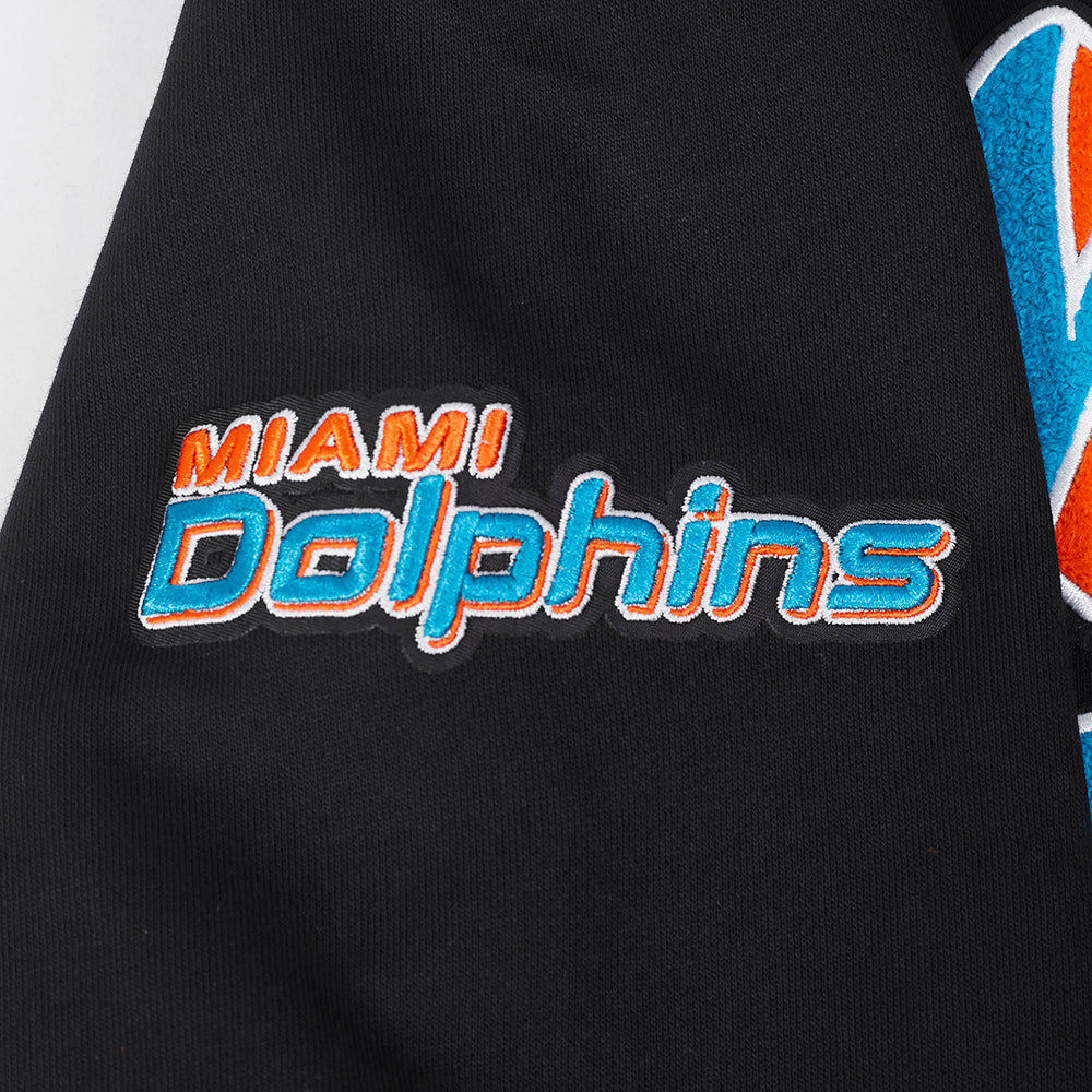 NFL MIAMI DOLPHINS SCRIPT TAIL MEN'S RIB FLC PO HOODIE (BLACK) - Image 18