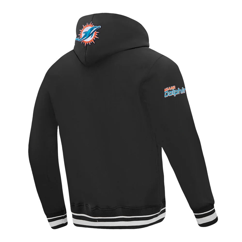 NFL MIAMI DOLPHINS SCRIPT TAIL MEN'S RIB FLC PO HOODIE (BLACK) - Image 6