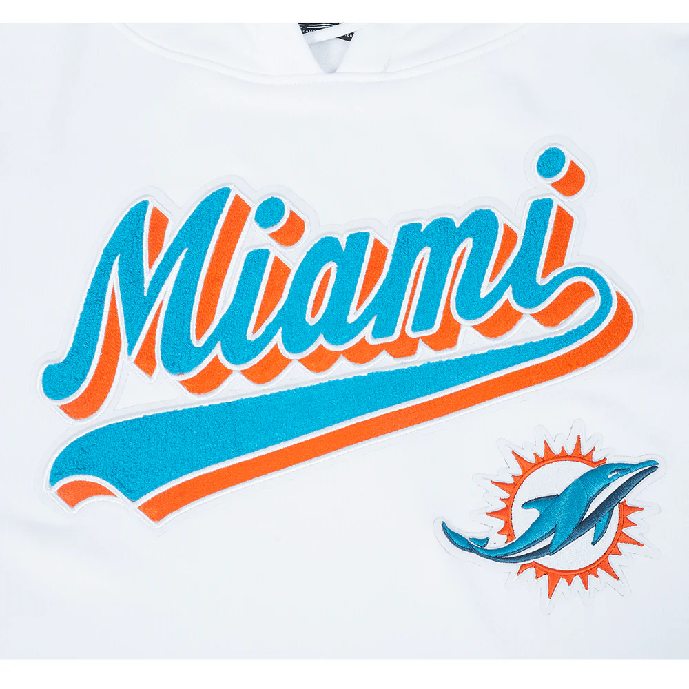 NFL MIAMI DOLPHINS SCRIPT TAIL MEN'S RIB FLC PO HOODIE (WHITE/BLACK) - Image 7