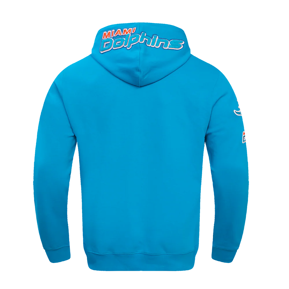 NFL MIAMI DOLPHINS CLASSIC CHENILLE MEN'S FULL ZIP PULLOVER HOODIE (TEAL) - Image 4