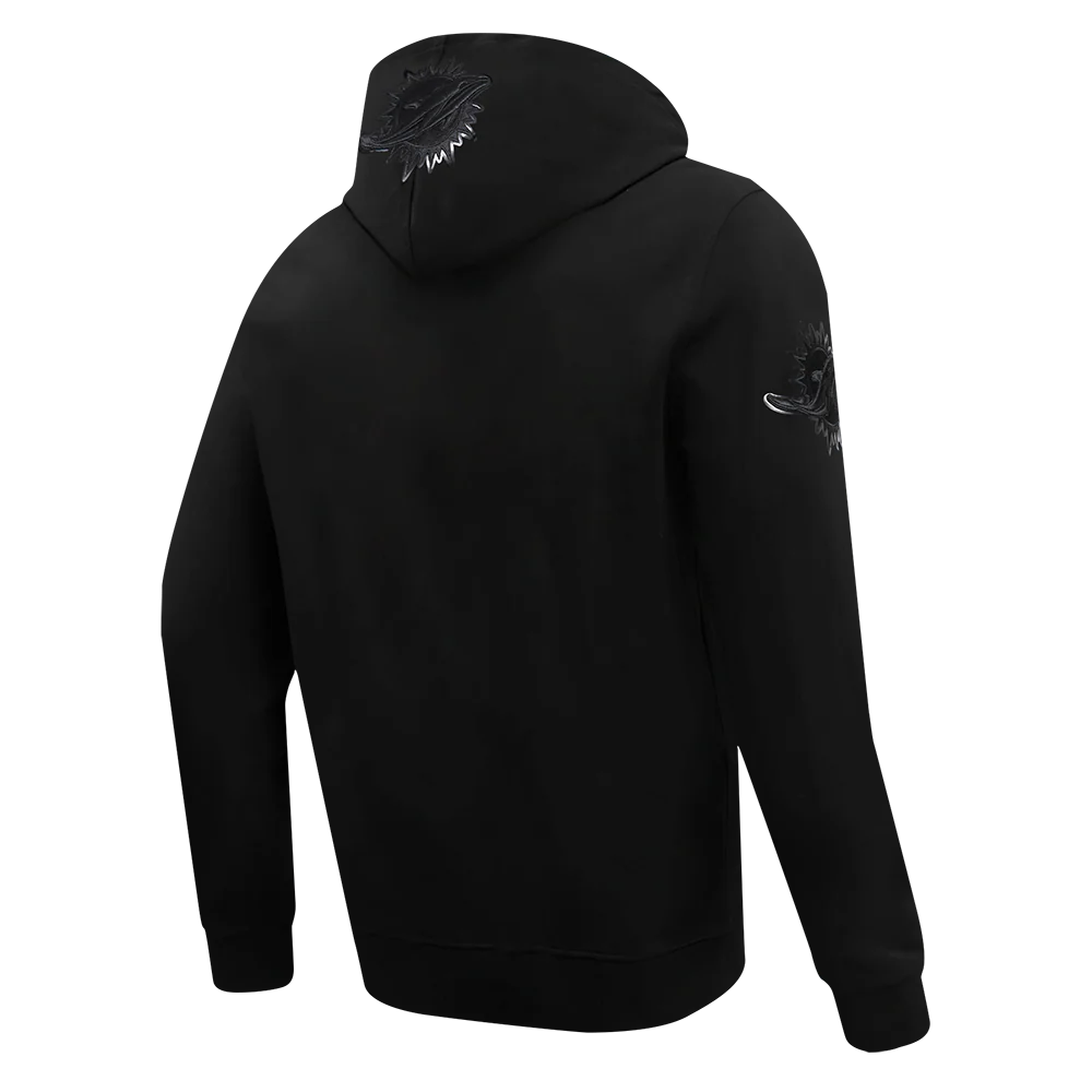 NFL MIAMI DOLPHINS TRIPLE BLACK MEN'S DOUBLE KNIT PULLOVER HOODIE (TRIPLE BLACK MEN'S) - Image 3