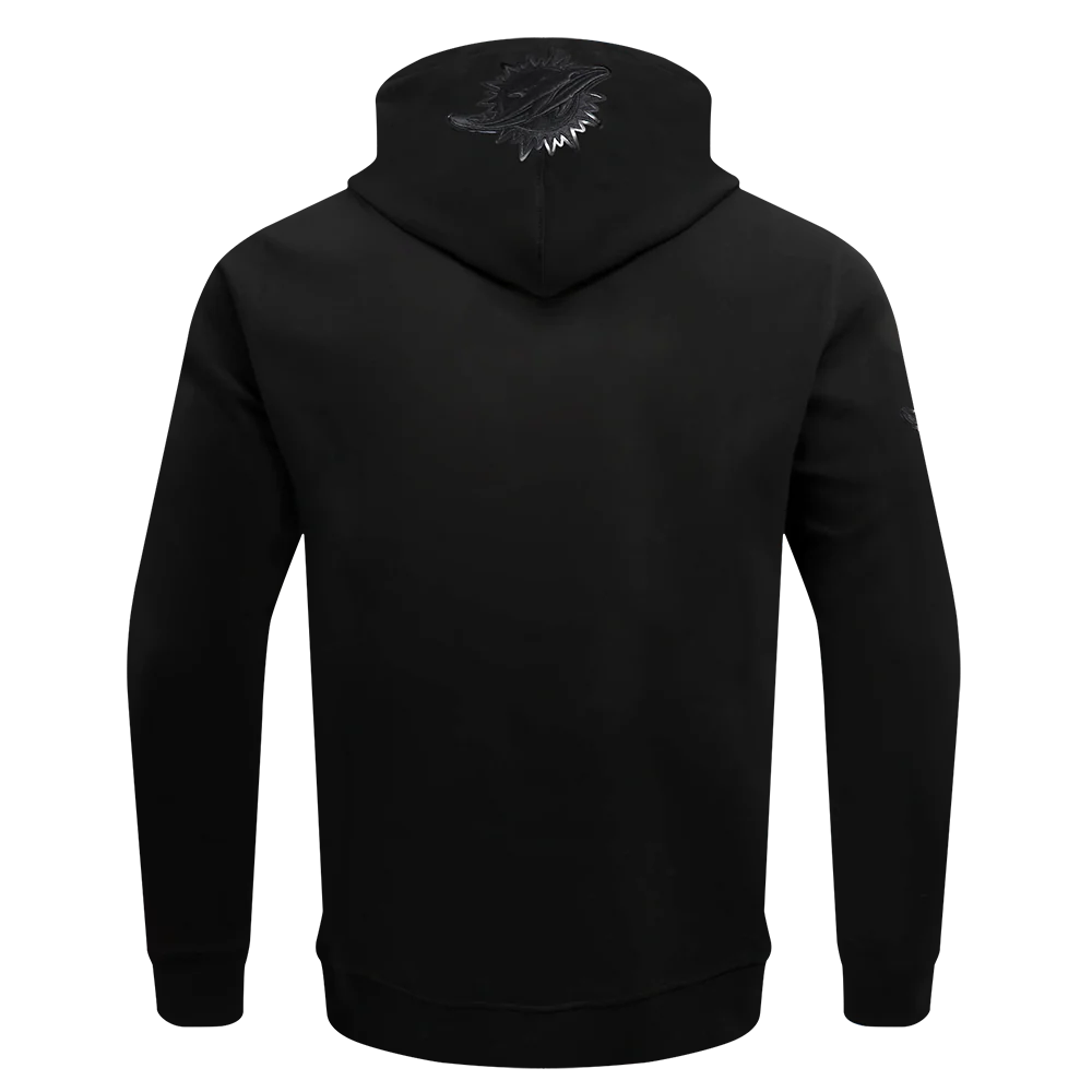 NFL MIAMI DOLPHINS TRIPLE BLACK MEN'S DOUBLE KNIT PULLOVER HOODIE (TRIPLE BLACK MEN'S) - Image 4