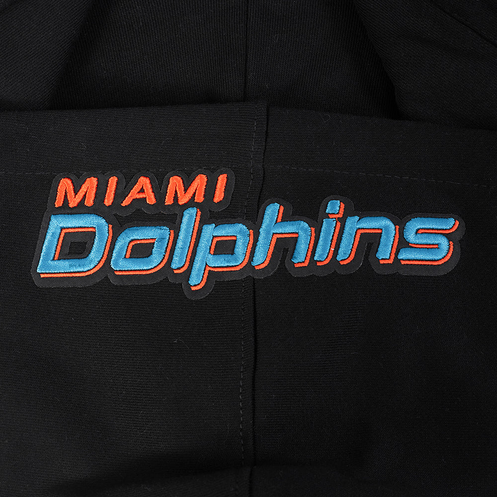NFL MIAMI DOLPHINS OLD ENGLISH MEN'S PO HOODIE (BLACK) - Image 5