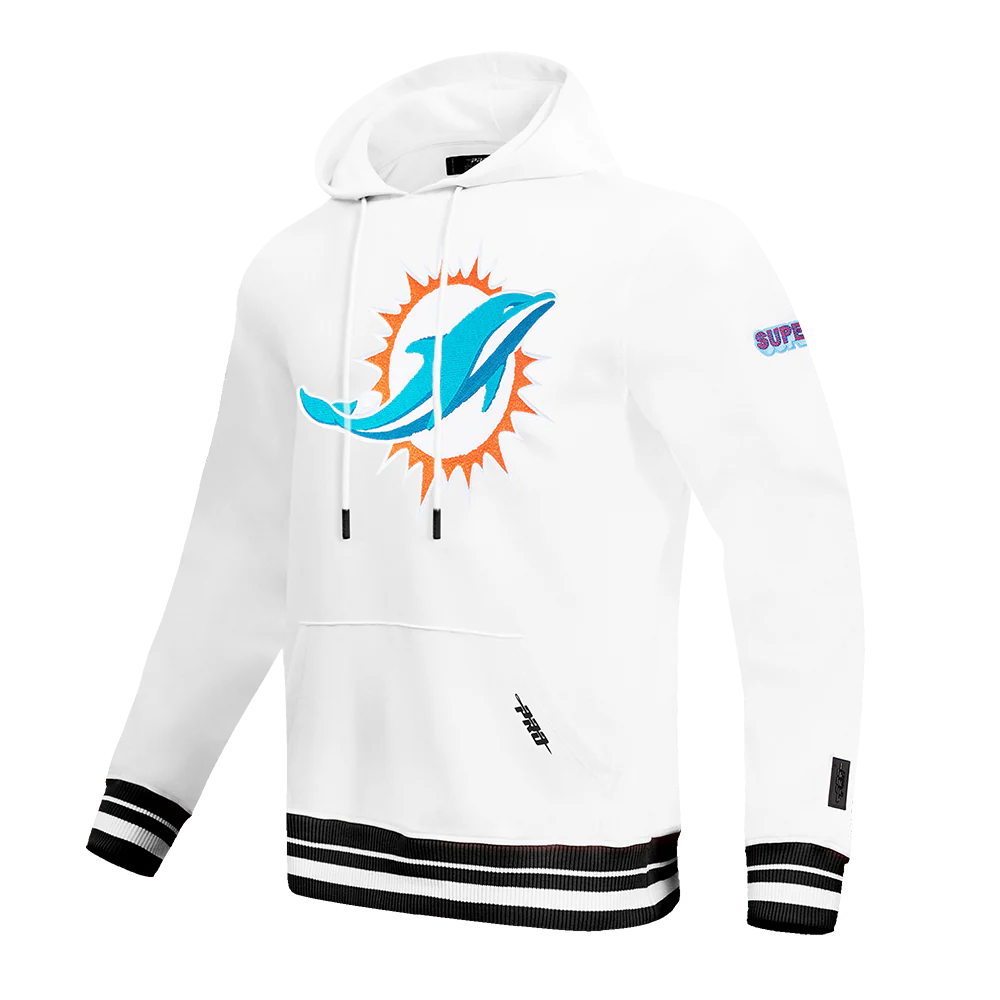 NFL MIAMI DOLPHINS MASHUP MEN'S RIB PULLOVER HOODIE (WHITE/BLACK) - Image 2