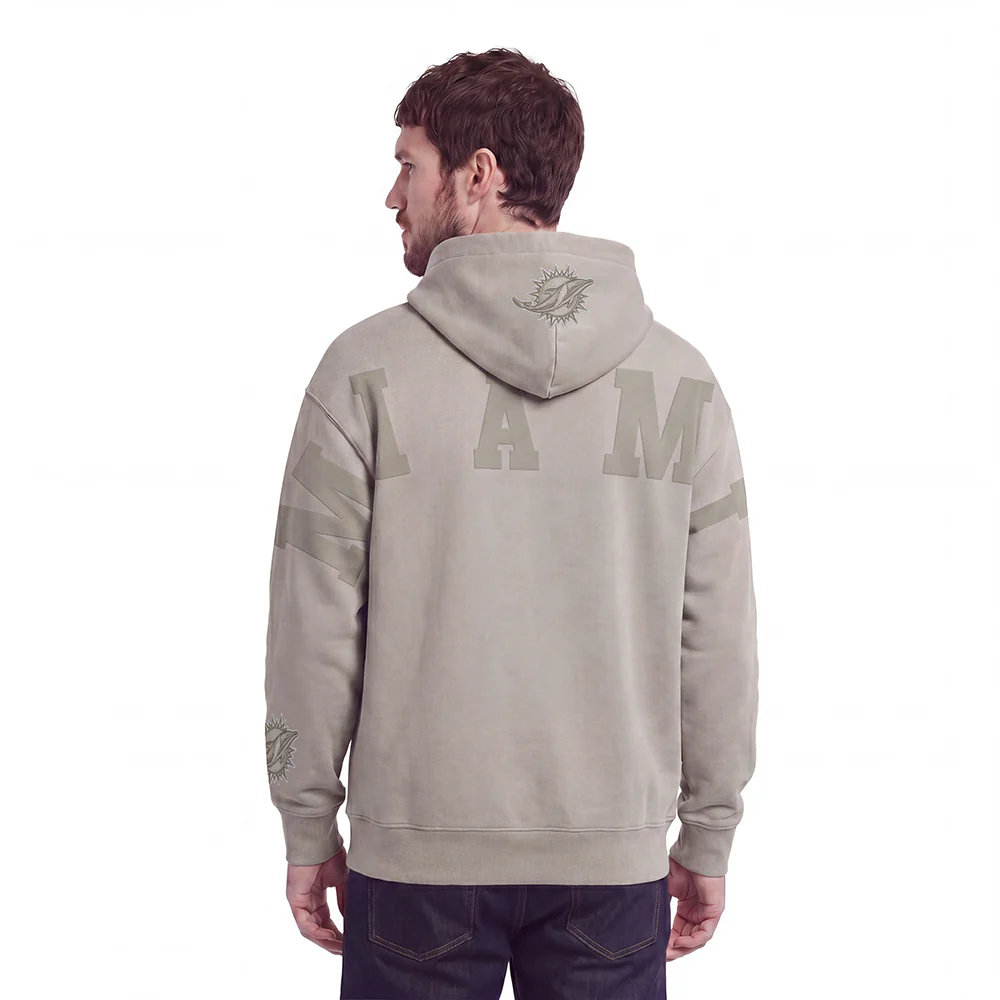 NFL MIAMI DOLPHINS WINGSPAN MEN'S DROP SHOULDER FLC PO HOODIE (TAUPE)