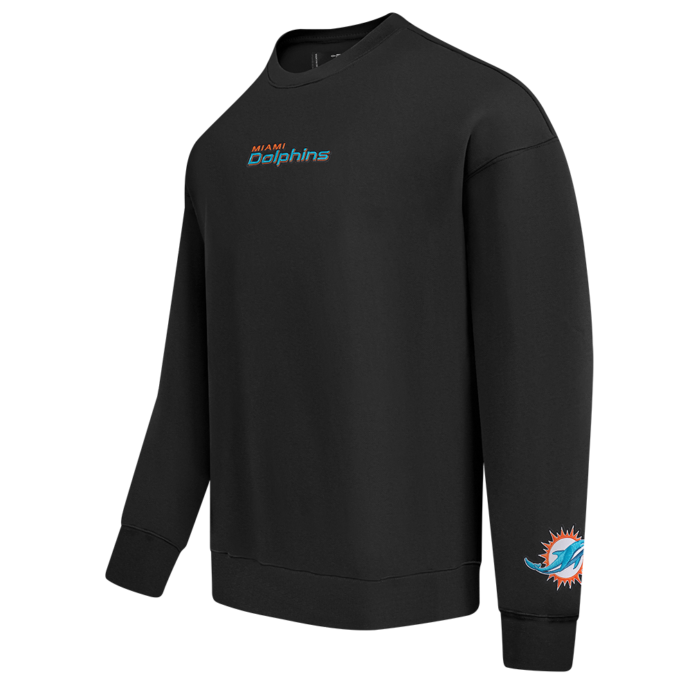 NFL MIAMI DOLPHINS WINGSPAN MEN'S DROP SHOULDER FLC CREWNECK (BLACK) - Image 5