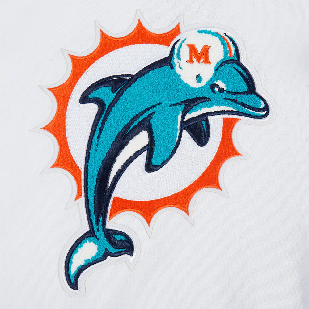 NFL MIAMI DOLPHINS RETRO CLASSIC MEN'S PULLOVER HOODIE (WHITE/BLACK) - Image 5