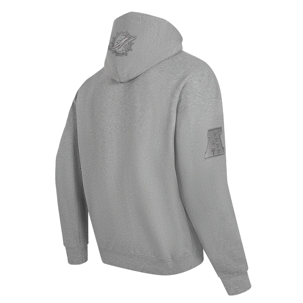 NFL MIAMI DOLPHINS NEUTRAL MEN'S DROP SHOULDER PULLOVER HOODIE (DARK HEATHER GRAY) - Image 4
